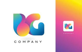 bg-Logo-Buchstabe mit leuchtenden, schönen Farben des Regenbogens. bunter trendiger lila und magentafarbener Buchstabenvektor. vektor