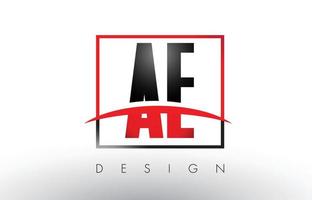 ae ad logo buchstaben mit roten und schwarzen farben und swoosh. vektor