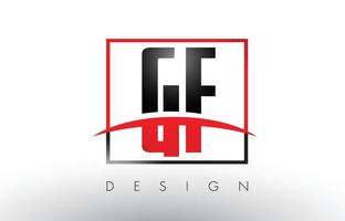 gf gf logotyp bokstäver med röda och svarta färger och swoosh. vektor