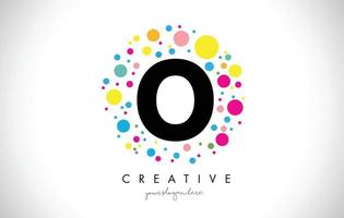 o Bubble Dots Letter Logo Design mit kreativen bunten Blasen. vektor