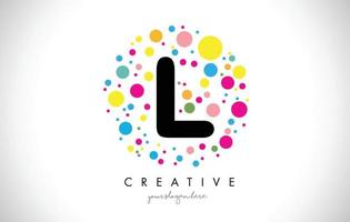 l Bubble Dots Letter Logo Design mit kreativen bunten Blasen. vektor