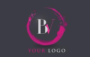 bv brief logo rundes lila spritzpinselkonzept. vektor