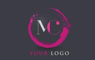 mc brief logo rundes lila spritzpinselkonzept. vektor