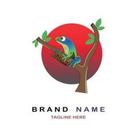 Frosch-Logo auf Baumzweig-Design-Vektor für Marke oder Firma und andere vektor