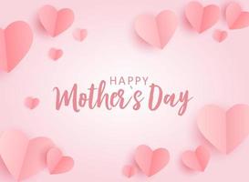 Happy Mother's Day Grußkarte mit Papier-Origami-Herzen Hintergrund. Vektor-Illustration vektor