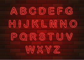 glühende Neonbuchstaben englisches Alphabet-Vektorillustration vektor