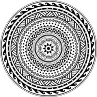 polynesisches Stammes-Mandala, abstraktes kreisförmiges polynesisches hawaiisches Vektor-Ornament-Design vektor