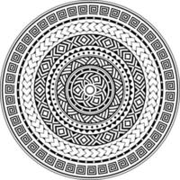 polynesisches geometrisches Vektormuster-Mandala im Maori-Stil, hawaiianischer Stammeshintergrund, inspiriert von der traditionellen geometrischen Kunst der Kunst. Hintergrund in Schwarzweiß vektor