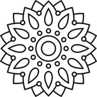 einfaches Symbol Mandala, kreisförmiges Blumenmuster, geometrisches Symbol, moderner Stil, Form zum Ausmalen. vektor