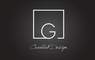 g quadratisches rahmenbuchstaben-logo-design mit schwarzen und weißen farben. vektor
