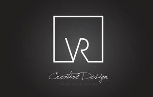 vr Square Frame Letter Logo Design mit schwarzen und weißen Farben. vektor