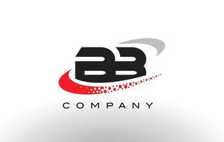 bb modernes Buchstaben-Logo-Design mit rot gepunktetem Swoosh vektor