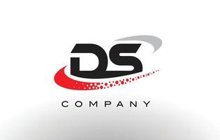 DS modernes Buchstaben-Logo-Design mit rot gepunktetem Swoosh vektor