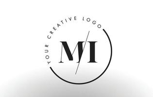 Mi Serif Letter Logo Design mit kreativem Schnitt. vektor