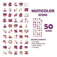 50 Icons Set von mehrfarbigen Business-Icons. vektor