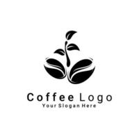 logotyp svart kaffeböna vektor