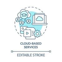 Cloud-basierte Dienste blaues Konzeptsymbol. virtuelle Datenspeicherung. öffentliche Bewertung zu Informationen abstrakte Idee dünne Linie Illustration. Vektor isolierte Umriss-Farbzeichnung. bearbeitbarer Strich