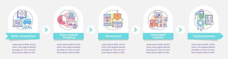 e-handel som tillhandahåller vektor infografisk mall. shopping presentation disposition designelement. datavisualisering med 5 steg. process tidslinje info diagram. arbetsflödeslayout med linjeikoner