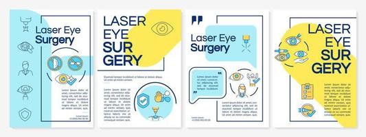 Broschürenvorlage für Laser-Augenoperationen. Behandlung von Sehproblemen. Flyer, Broschüre, Broschürendruck, Cover-Design mit linearen Symbolen. Vektorlayouts für Präsentationen, Geschäftsberichte, Anzeigenseiten vektor