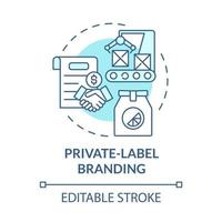 private label branding blå konceptikon. företag och handel. typ av marknadsföringsstrategi. varumärke planering abstrakt idé tunn linje illustration. vektor isolerade kontur färgritning. redigerbar linje