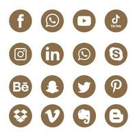 Social-Media-Flachsymbole, die in verlinkt sind, Pinterest, Gruppe, Dropbox, Elefant, Veemo Bechance. teilen, mögen, vektorillustration twitter, youtube, whatsapp, snapchat, facebook, instagram, tick tack, tok vektor