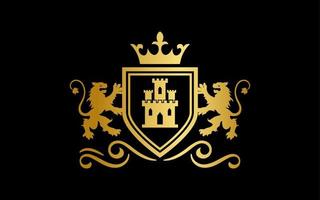 Wappen. Luxus-Royal Lion-Vektorvorlage für Unternehmen, Gemeinschaft, Industrie, Stiftung, Sicherheit, Technologie, Dienstleistungsunternehmen. vektor