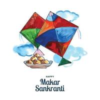 Makar Sankranti-Feier mit farbenfrohem Drachendesign vektor