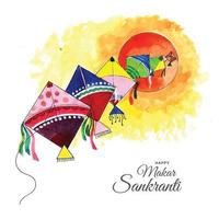 Happy Makar Sankranti Feier bunter Drachen Kartenhintergrund vektor