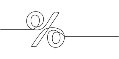 kontinuierlich Linie Zeichnung von ein Prozent Zeichen vektor