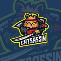 Catsassin-Maskottchen-Logo vektor