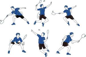 badminton man spelare manlig illustration vektor set