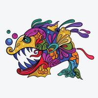 färgglada abstrakt fisk monster vektor med dummy