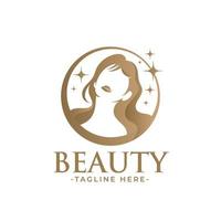goldene Schönheit Frau weibliche Logo-Vorlage vektor