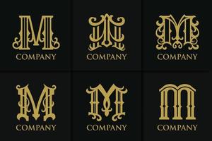 vintage m brev logotyp monogram mall samling vektor