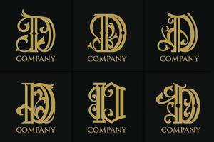 vintage d brev logotyp monogram mall samling vektor