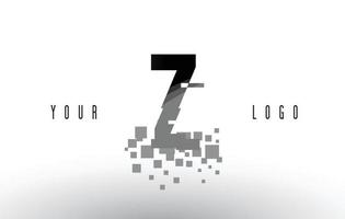 z-Pixel-Buchstaben-Logo mit digitalen zerbrochenen schwarzen Quadraten vektor