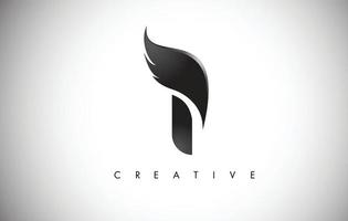 Ich schreibe Flügel-Logo-Design mit schwarzem Vogel-Fliegenflügel-Symbol. vektor