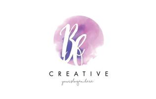 bf Aquarell Brief Logo Design mit lila Pinselstrich. vektor