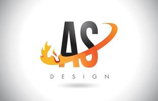 als Buchstabenlogo mit Feuerflammen-Design und orangefarbenem Swoosh. vektor