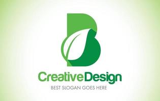 b gröna blad brev design logotyp. eco bio leaf brev ikon illustration logotyp. vektor