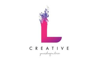 l-Brief-Logo-Design mit fließender Textur der Tintenwolke. vektor