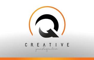 q-Brief-Logo-Design mit schwarz-orangefarbener Farbe. coole moderne Symbolvorlage. vektor