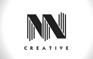 nn logotyp bokstav med svarta linjer design. linje bokstav vektor illustration