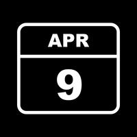 9 april Datum på en enkel dagskalender vektor