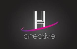 h-Brief-Logo mit Liniendesign und violettem Swoosh. vektor