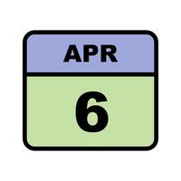 6 april Datum på en enkel dagskalender vektor