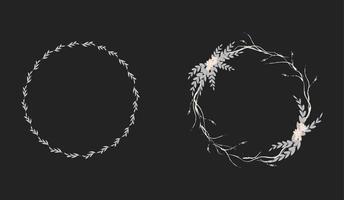set med 3 gråa akvarellramar. cirkeldekoration med rosor och löv för bröllopsinbjudningar, kort och hälsningar. våren krans element för grafisk design. vektor