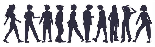 weibliche anonyme Person Silhouetten Vektor. Menschen Silhouetten Porträts Illustration Frauen. Erwachsene Menschen Gruppe Umrisssymbole isoliert Vektor-Illustration-Set vektor