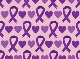 lila band seamless mönster bakgrund med hjärtan - emblem symbol för demens medvetenhet månad, Alzheimers sjukdom. världens alzheimer dag medicinsk hälsovård koncept bakgrund vektor