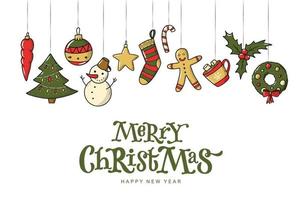 Weihnachtsschriftzug Zitat dekoriert mit Kritzeleien für Karten, Poster, Drucke, Banner, Einladungen, etc. eps 10 vektor